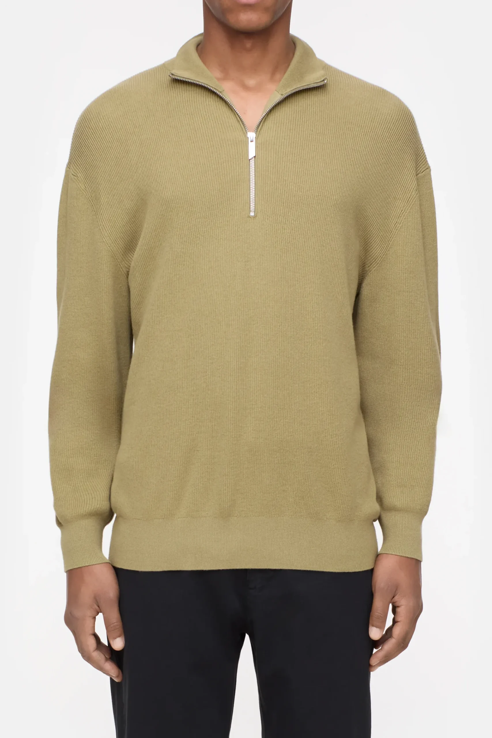 Closed Strick*Half-Zip-Pullover aus Baumwoll-Mix Herbalgreen