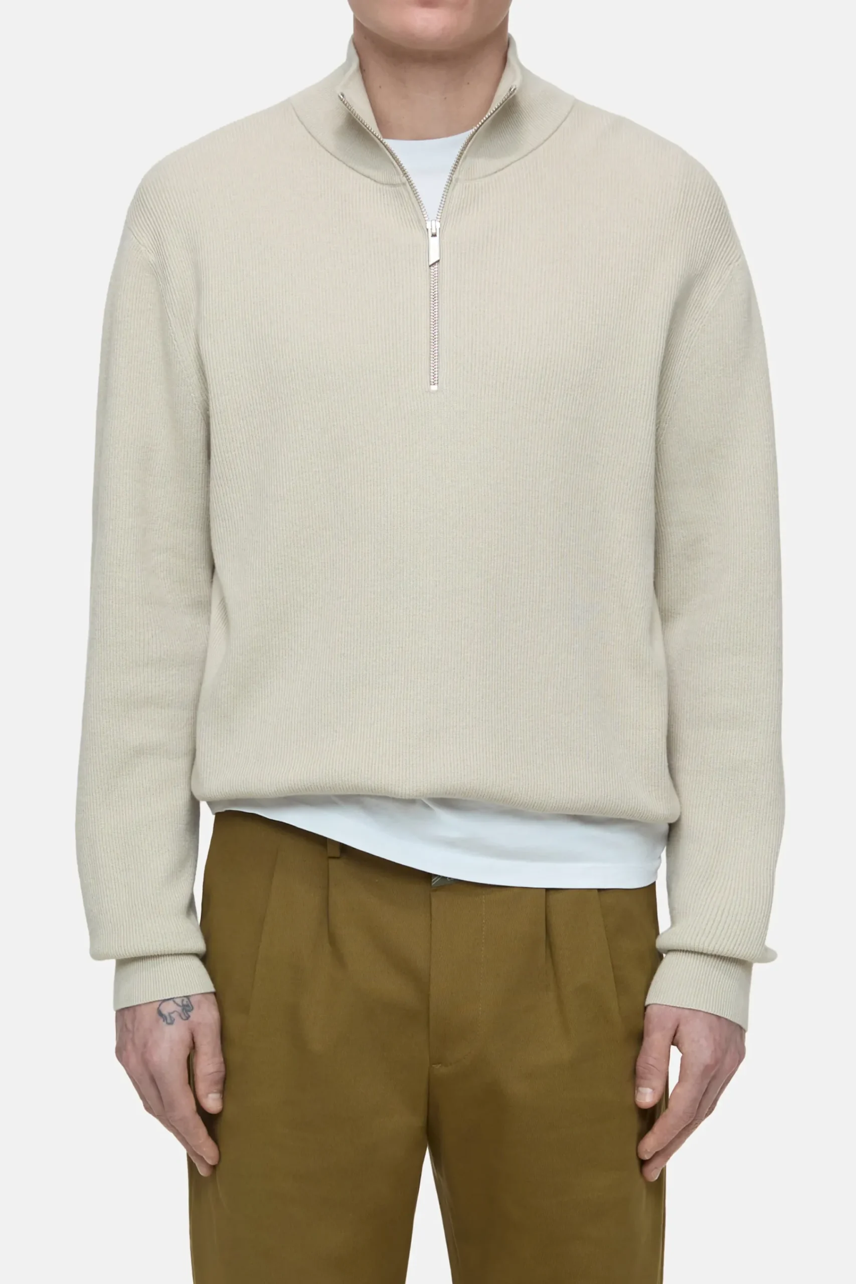 Closed Strick*Half-Zip-Pullover aus Baumwoll-Mix Tonkabeige