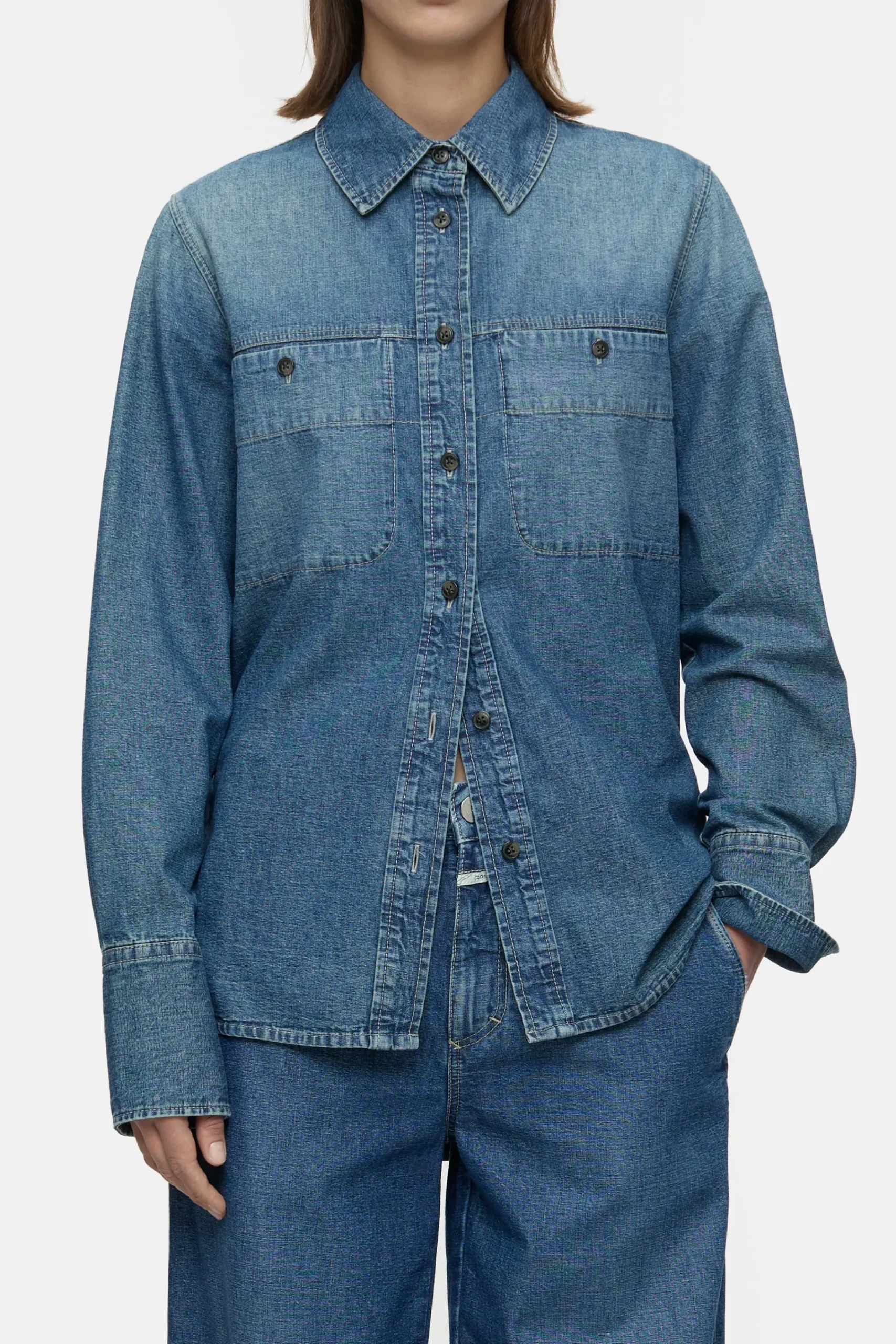 Closed Shirts & Blusen*Hemd aus Denim Midblue