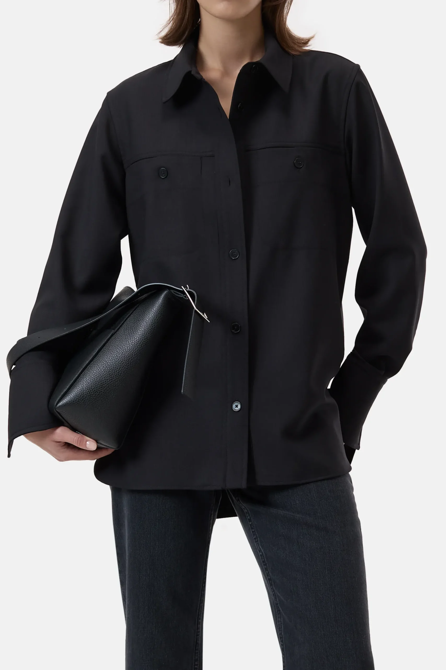 Closed Shirts & Blusen*Hemd aus Schurwoll-Mix Black