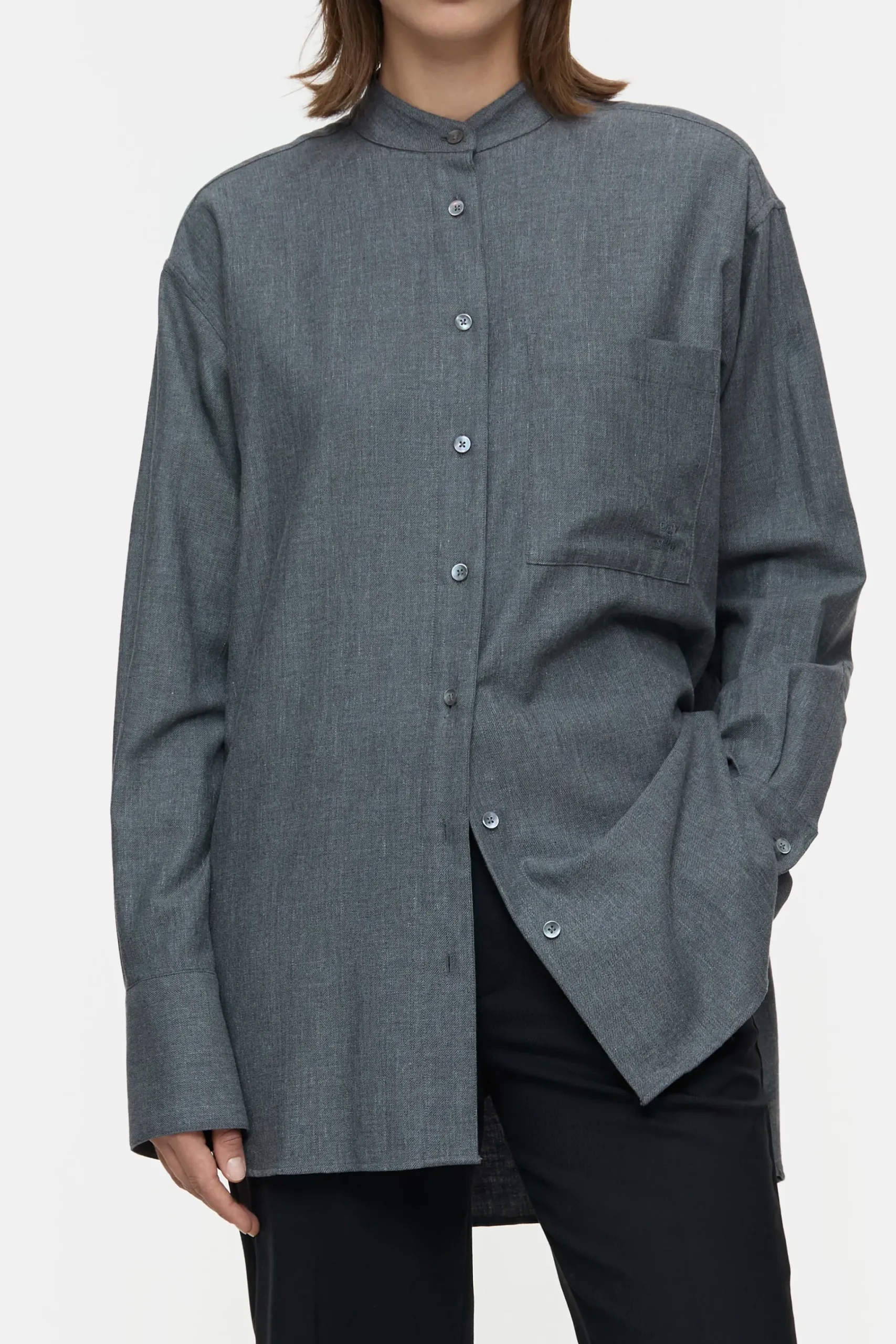 Closed Shirts & Blusen*Hemdbluse aus Baumwolle Darkgreymelange