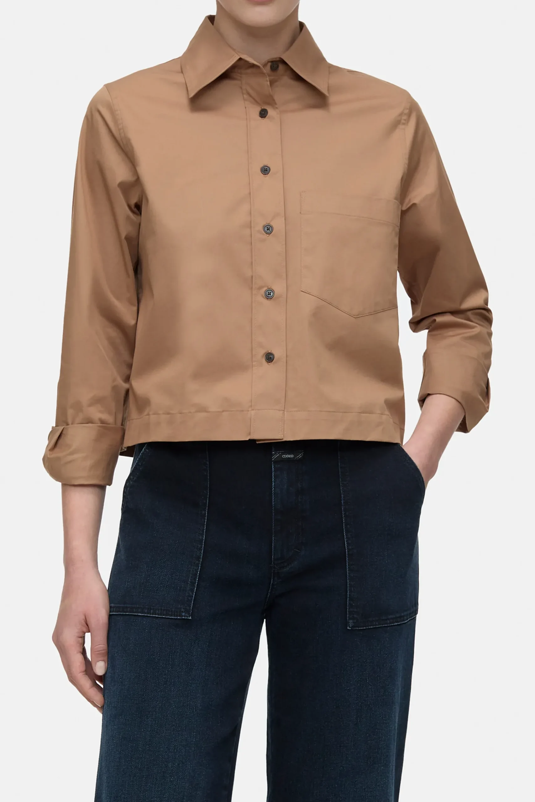 Closed Shirts & Blusen*Hemdbluse aus Baumwoll-Mix Biscottibrown