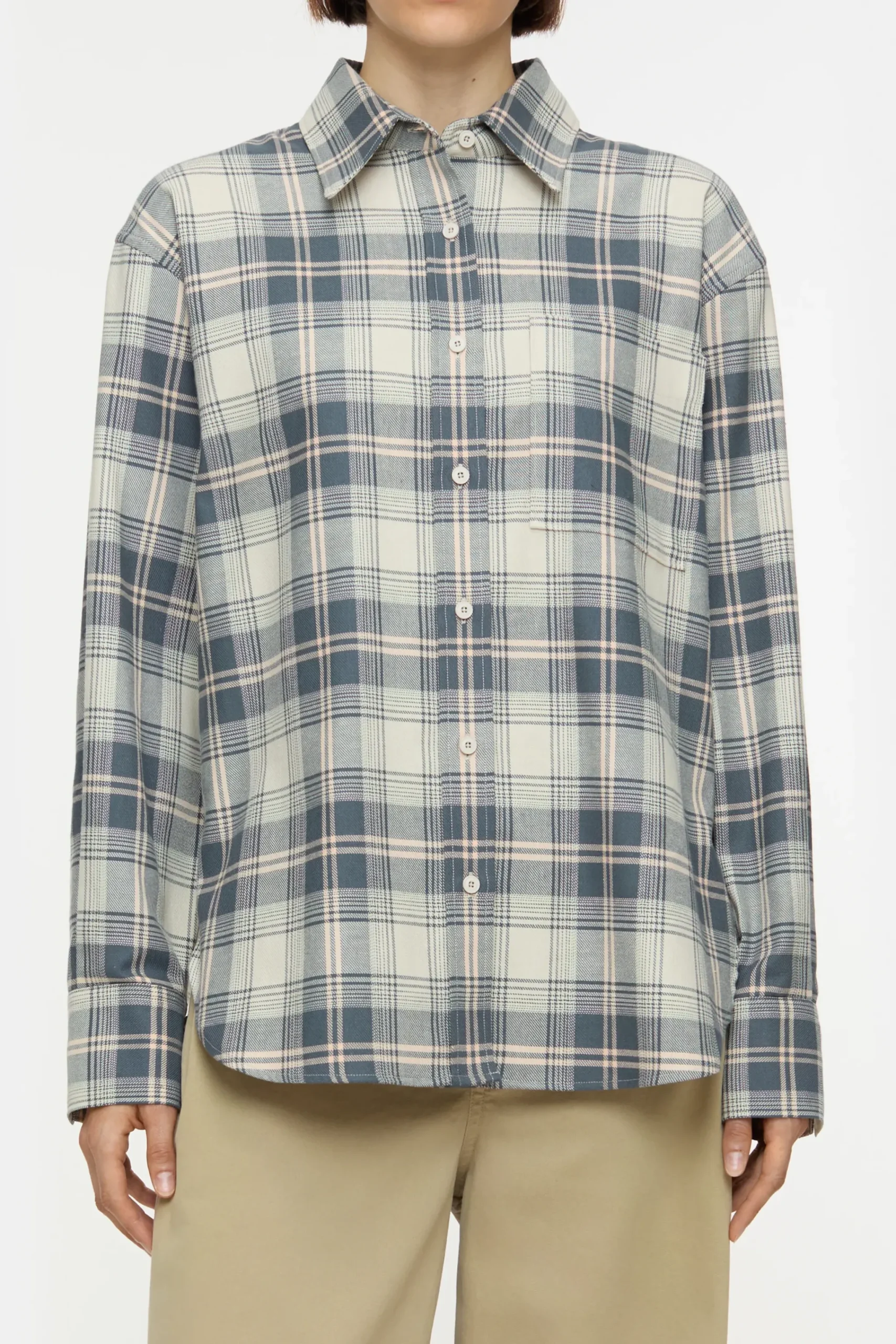 Closed Shirts & Blusen*Karierte Hemdbluse aus Baumwolle Graphiteblue