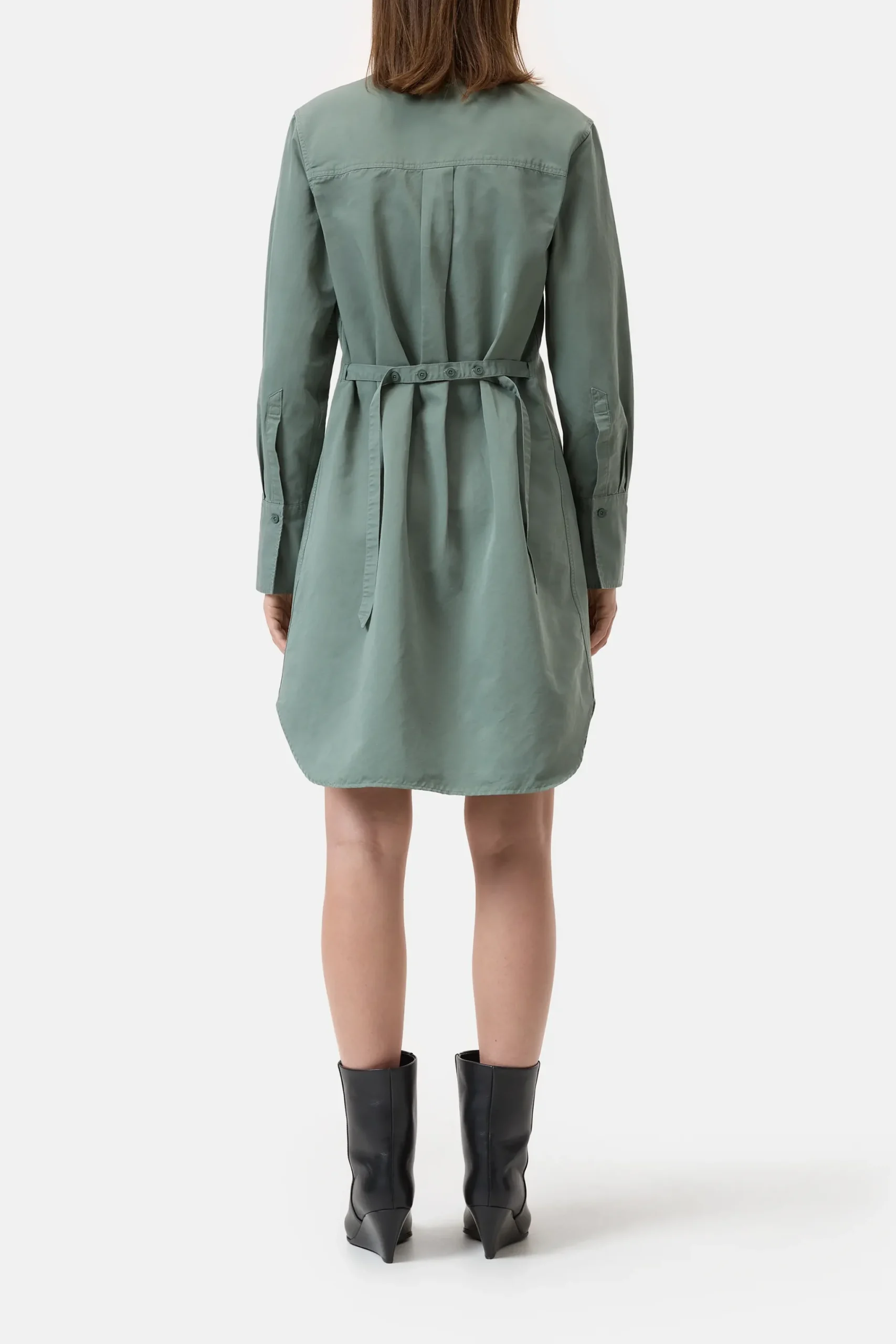 Closed Kleider*Kleid aus Baumwoll-Leinen-Mix Fadedgreen