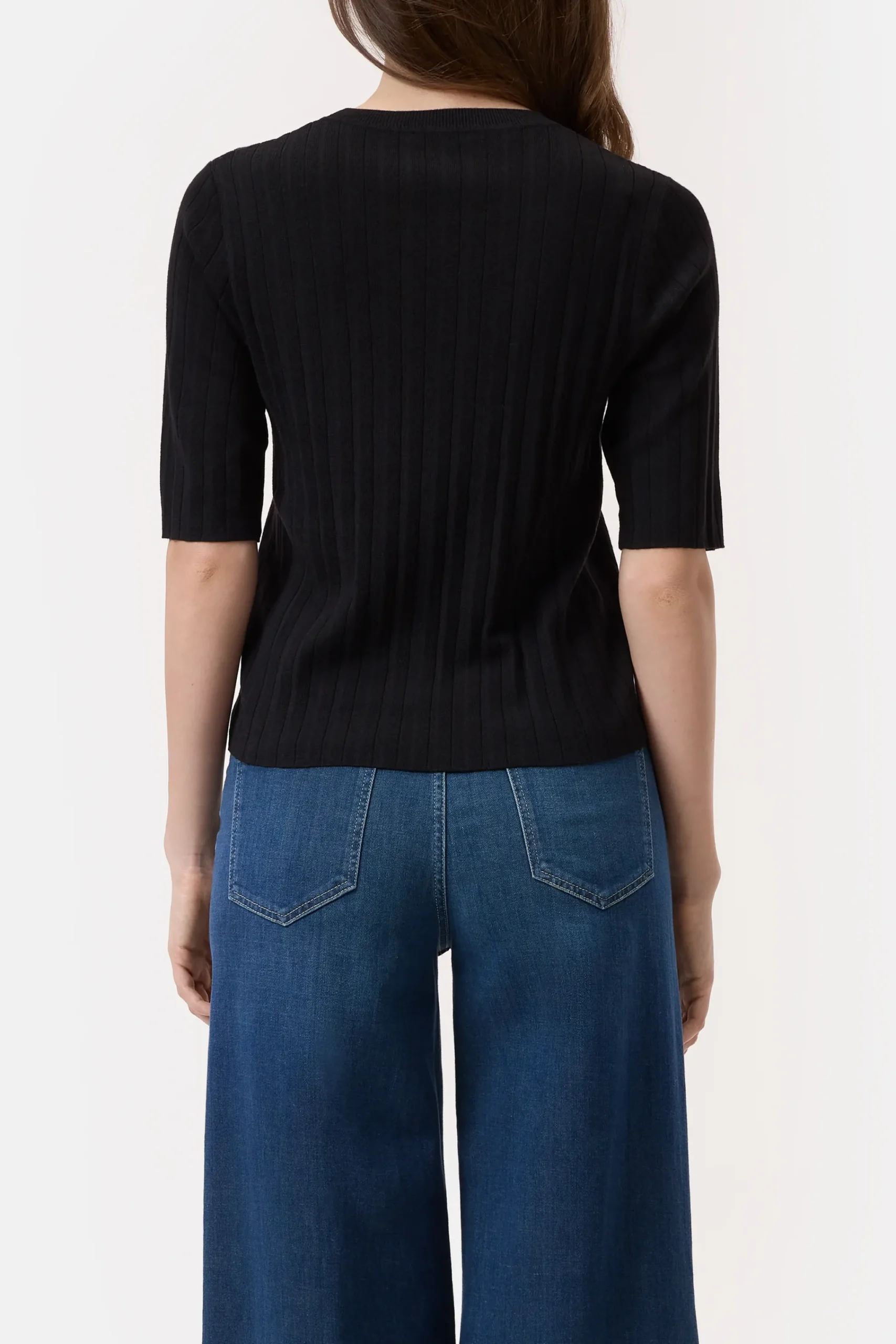 Closed Strick*Kurzarmshirt aus Woll-Seiden-Mix Black