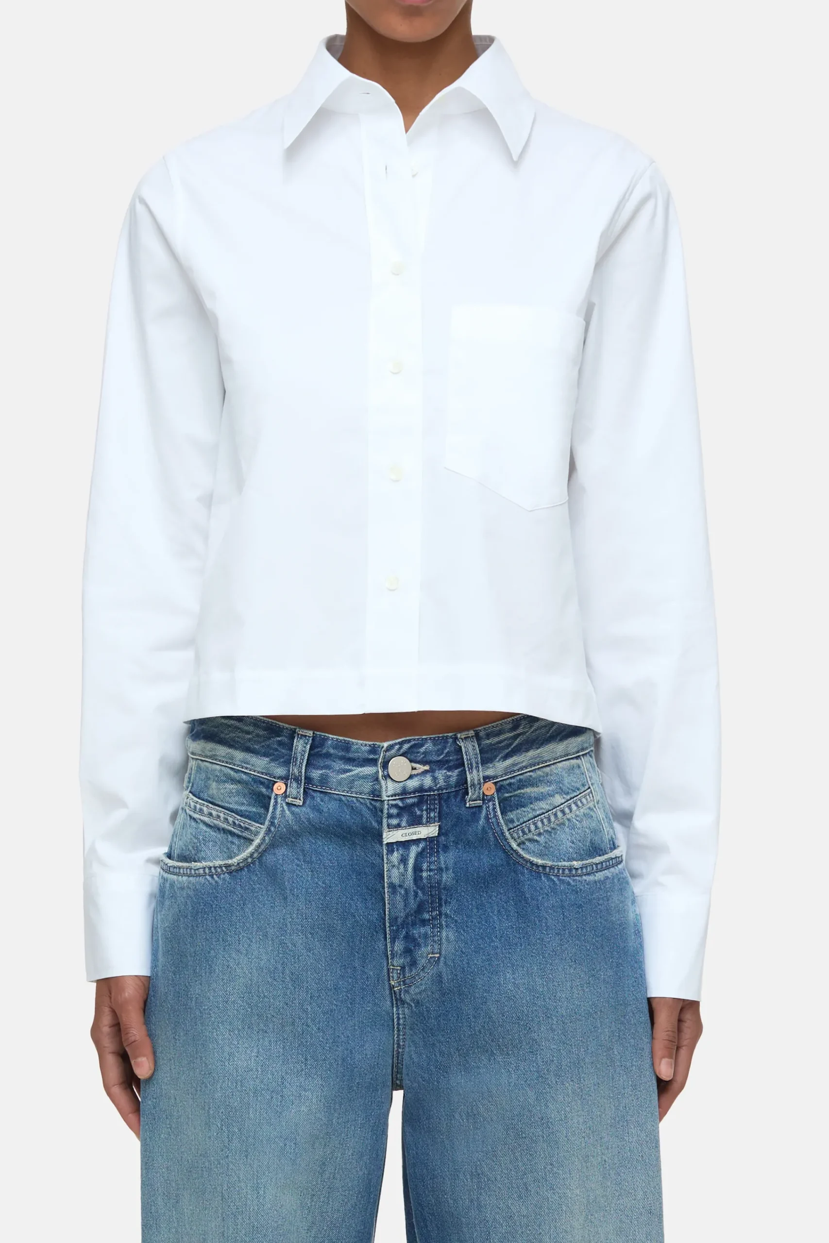 Closed Shirts & Blusen*Kurze Bluse aus Baumwoll-Popeline White