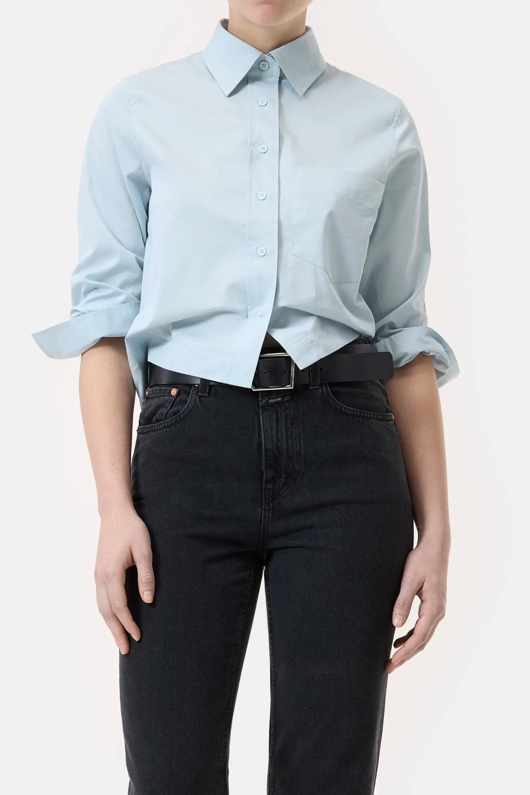 Closed Shirts & Blusen*Kurze Bluse aus Baumwoll-Popeline Lightskyblue