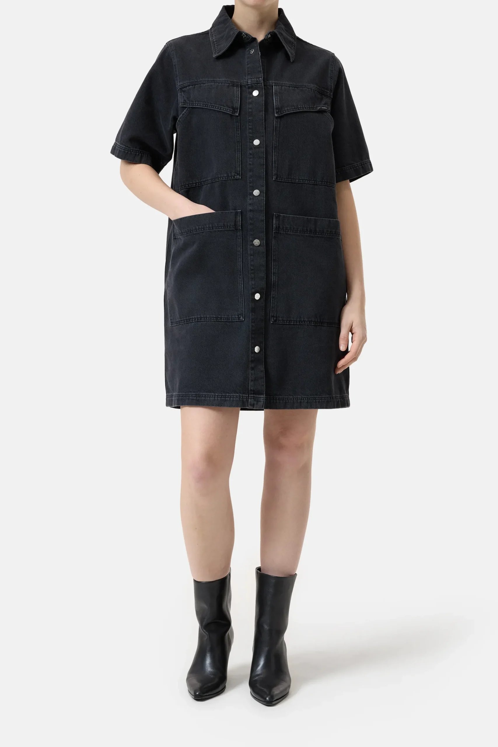 Closed Kleider*Kurzes Jeanskleid Darkgrey