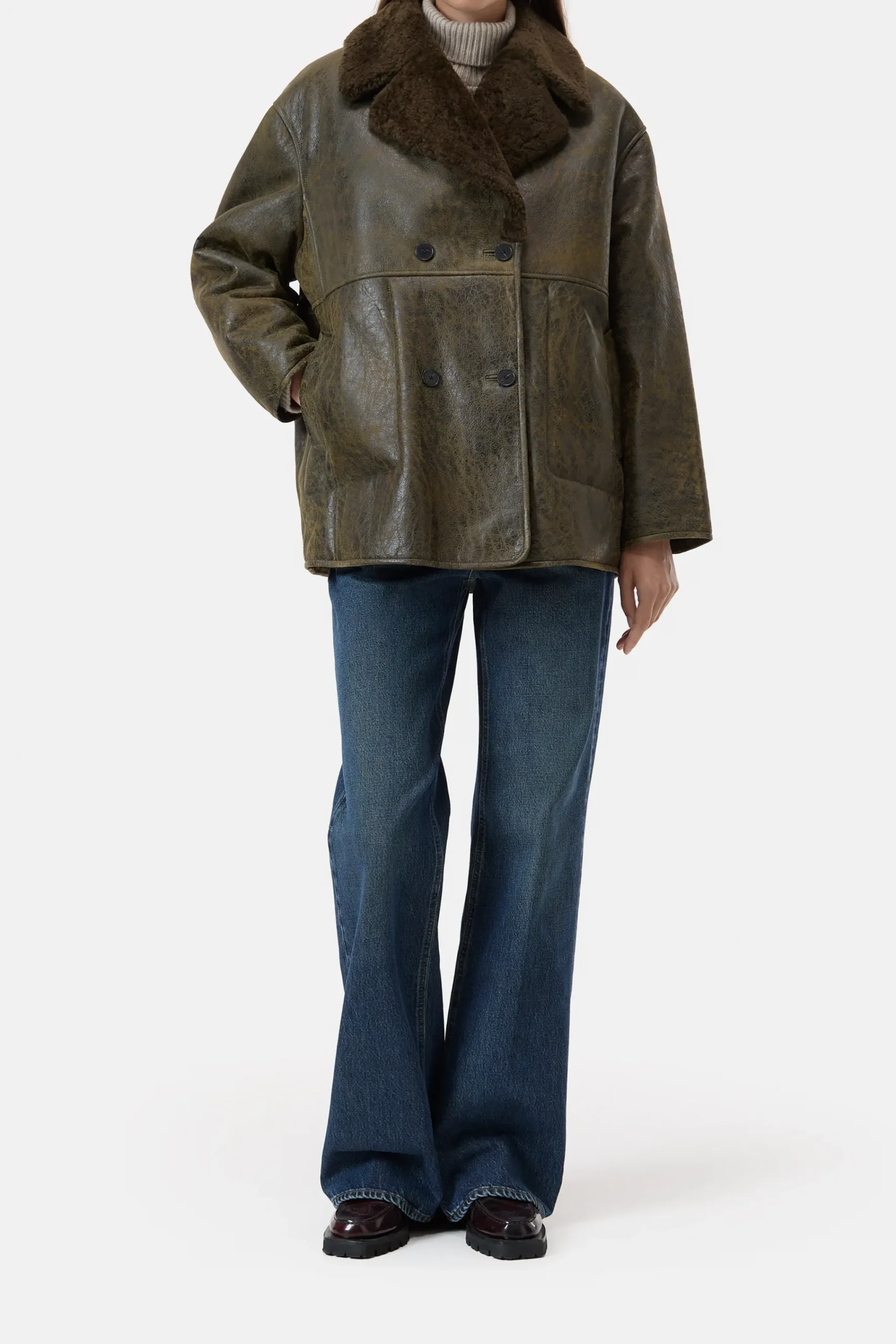 Closed Jacken & Mäntel*Lammfell-Mantel in Vintage-Optik Vergreen