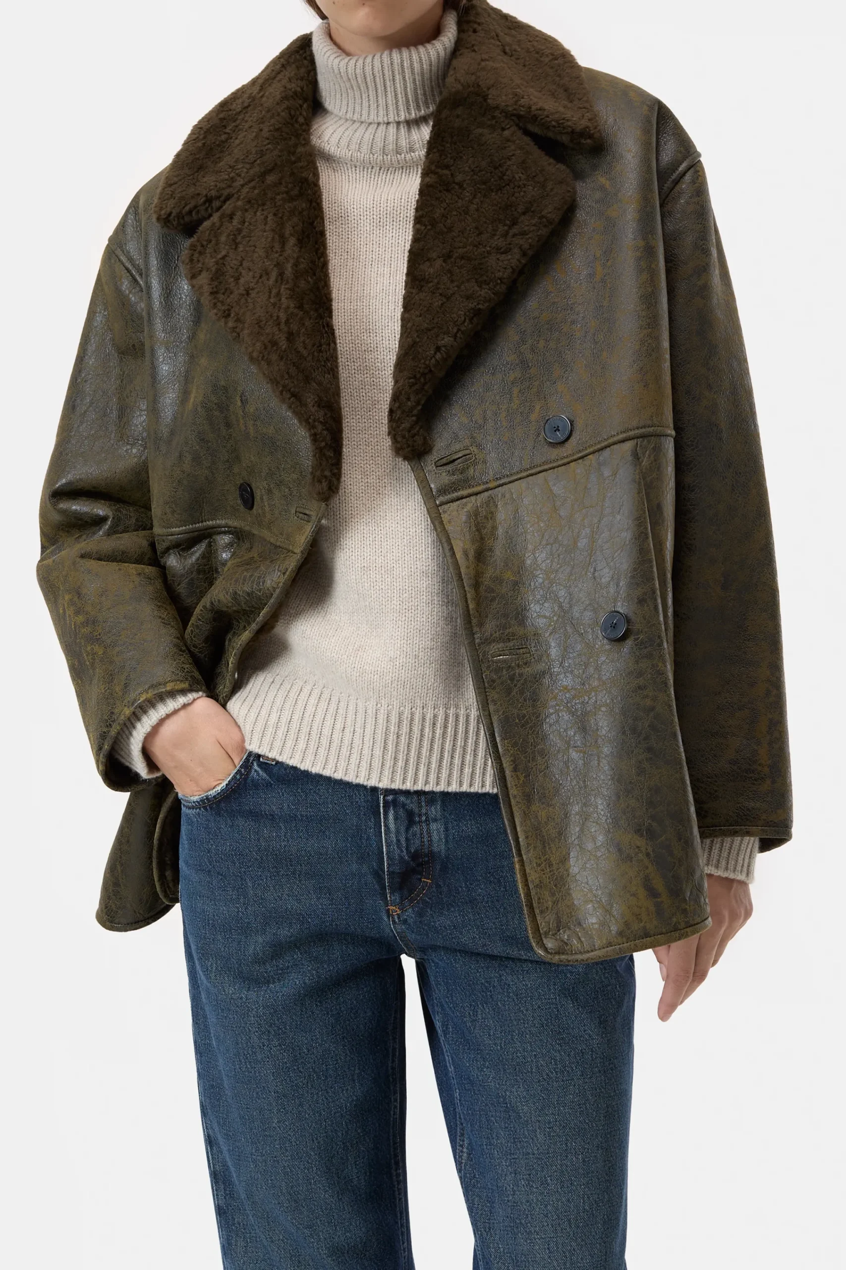 Closed Jacken & Mäntel*Lammfell-Mantel in Vintage-Optik Vergreen