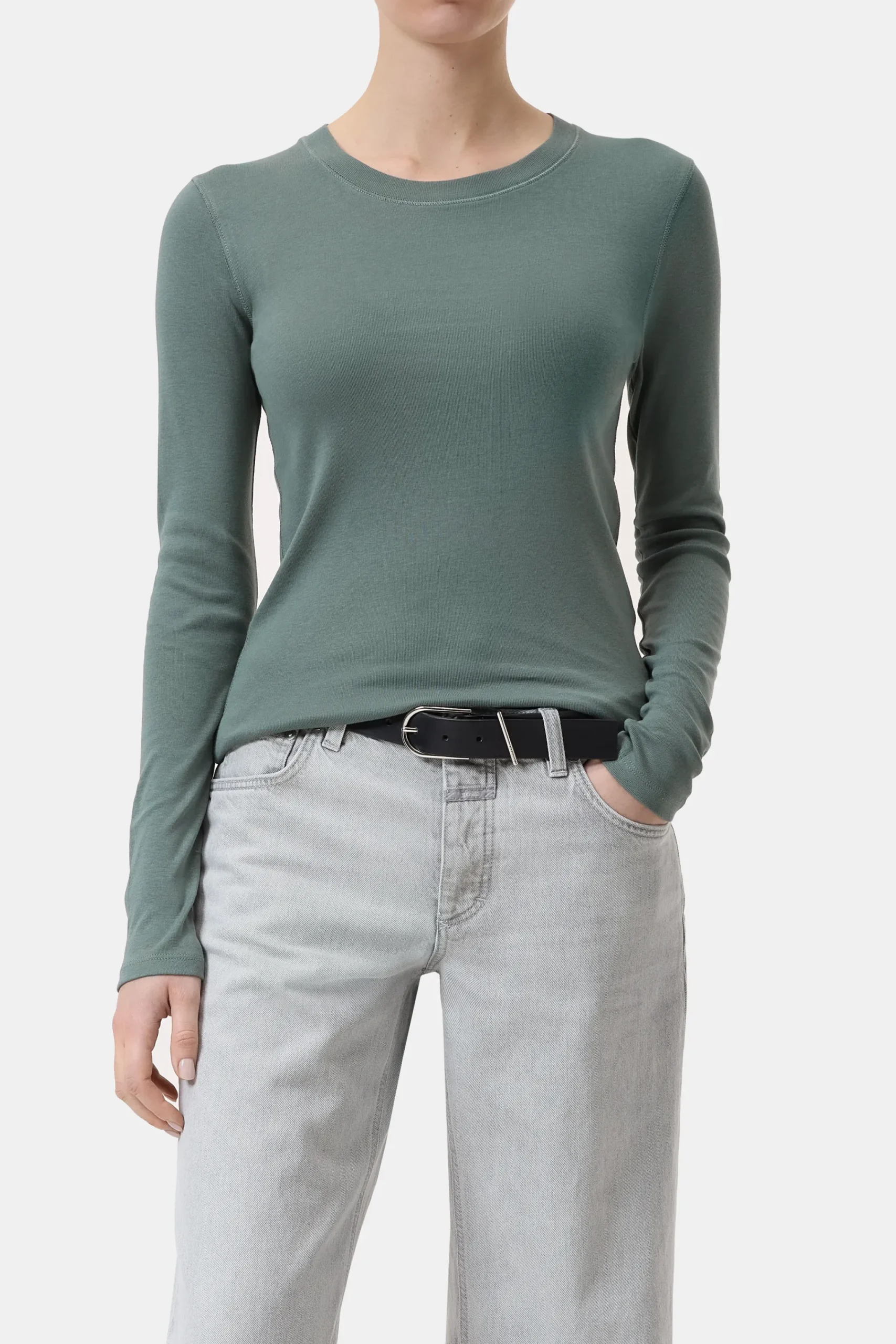 Closed T-shirts*Langarmshirt aus Baumwoll-Mix Fadedgreen