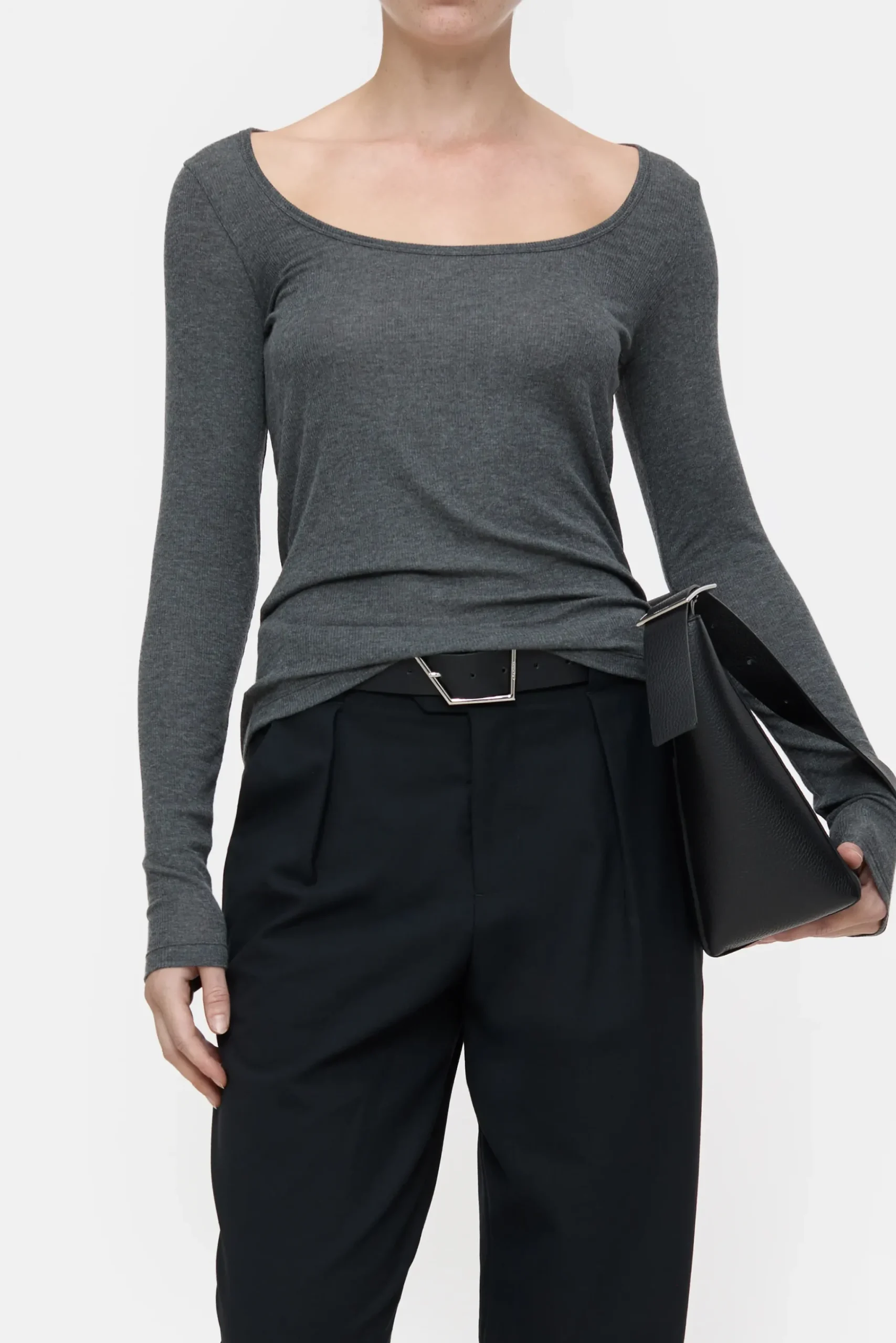 Closed T-shirts*Langarmshirt aus Kaschmir-Mix Darkgreymelange