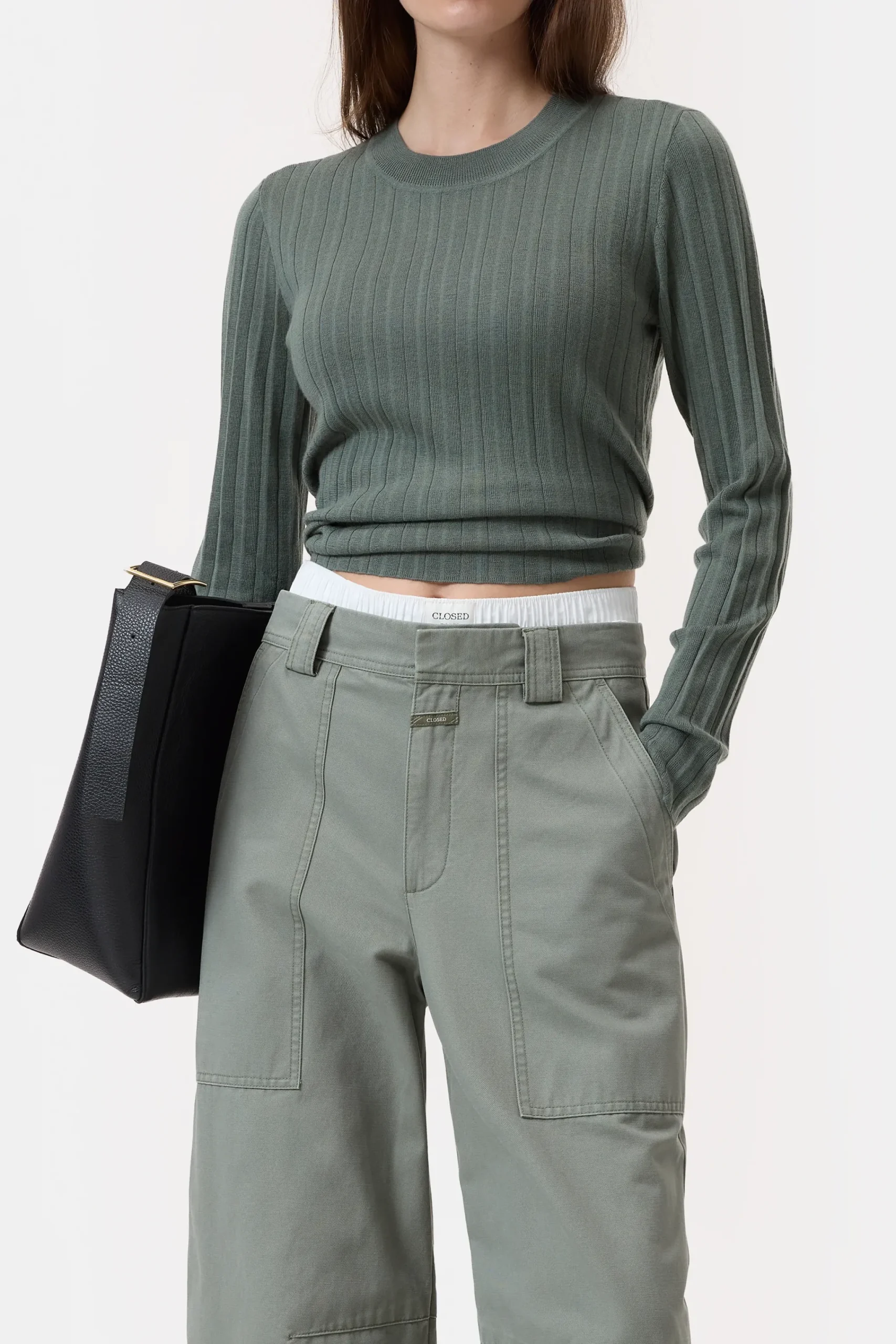 Closed Strick*Langarmshirt aus Woll-Seiden-Mix Fadedgreen