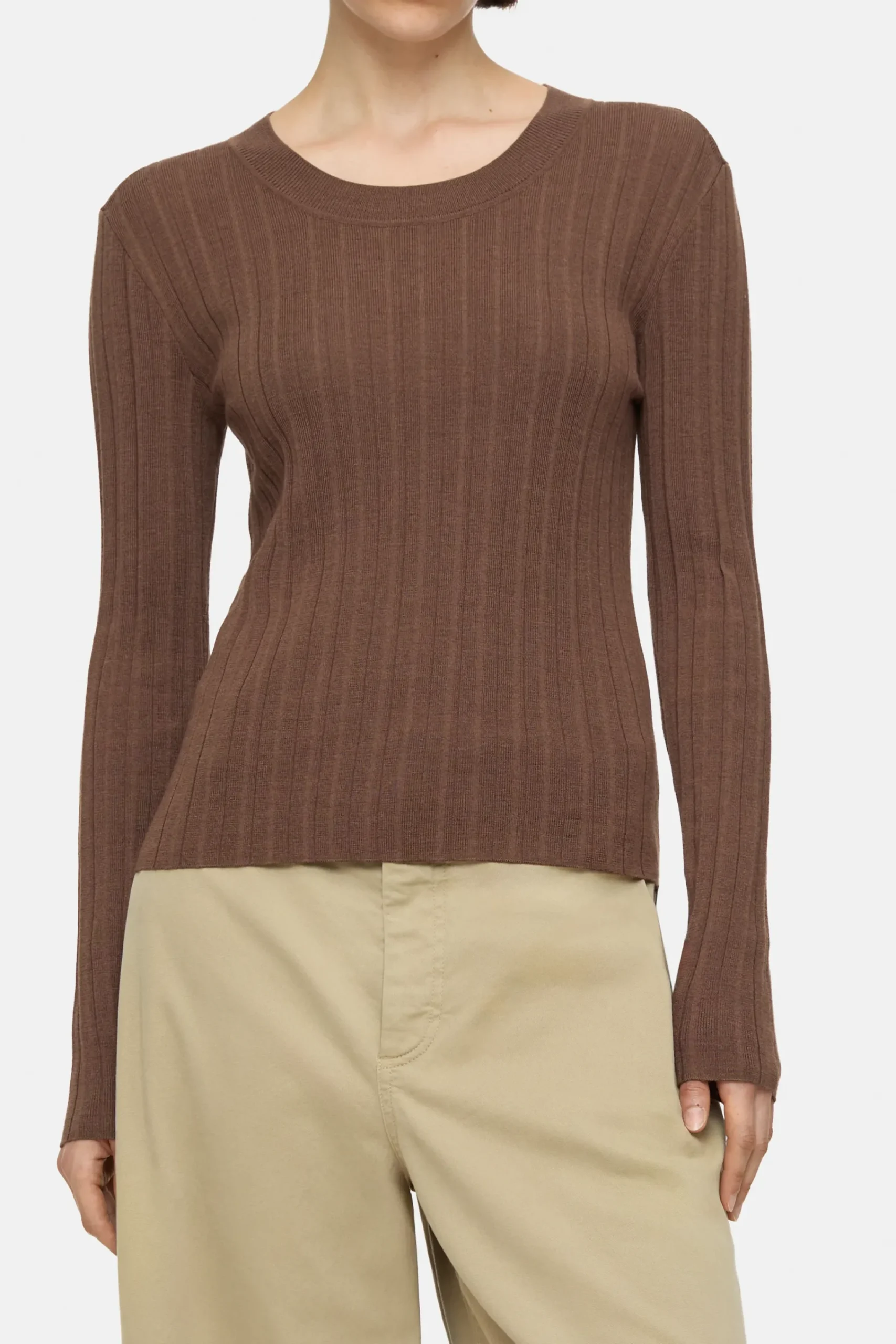 Closed Strick*Langarmshirt aus Woll-Seiden-Mix Cacaobrown