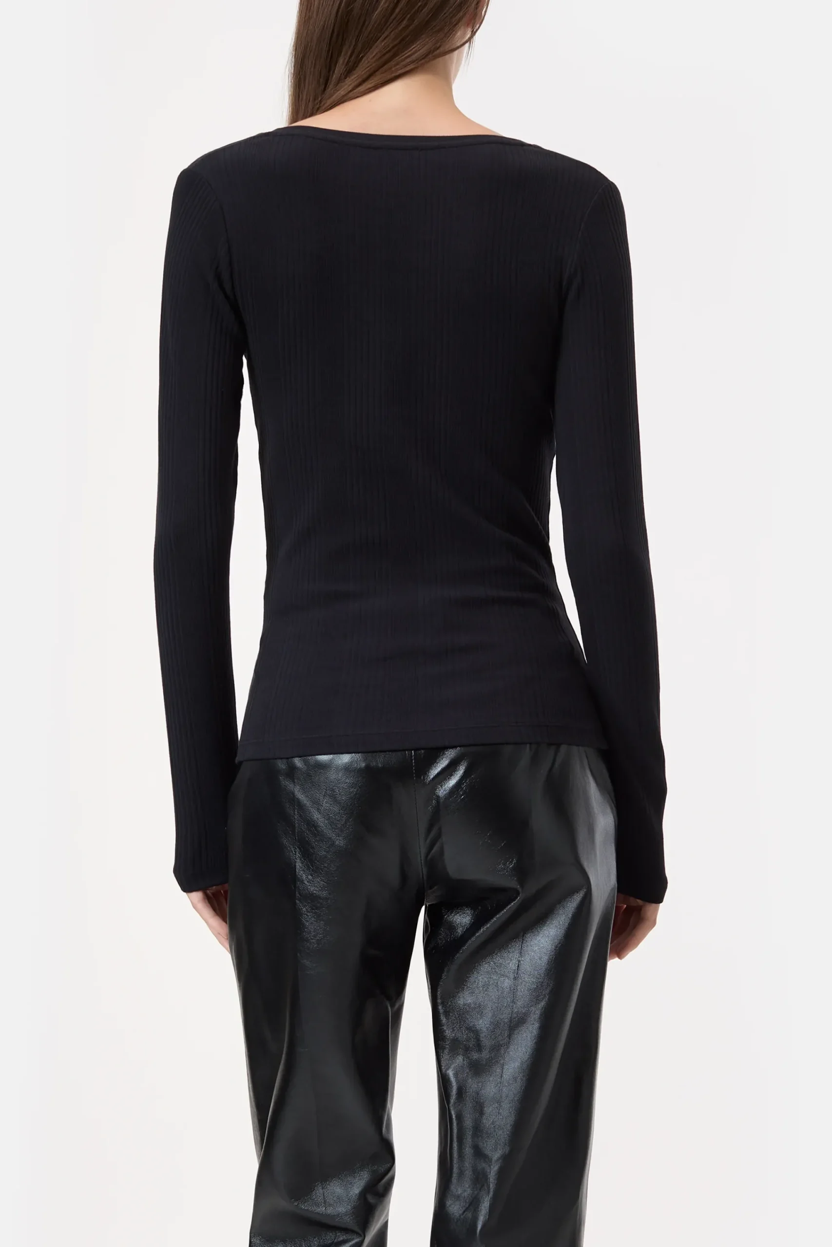 Closed T-shirts*Langarmshirt mit V-Ausschnitt Black