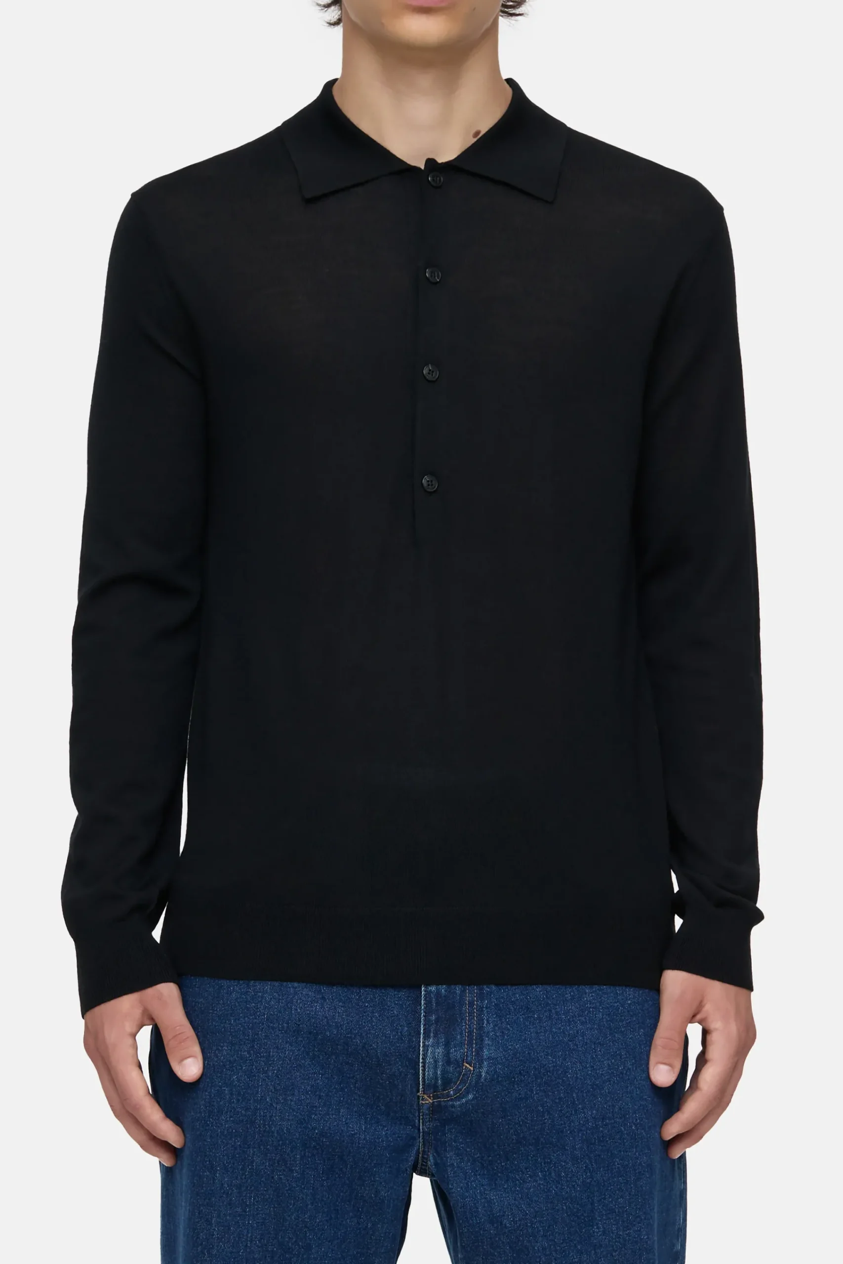 Closed Strick*Polo-Pullover aus Bio-Wolle Black