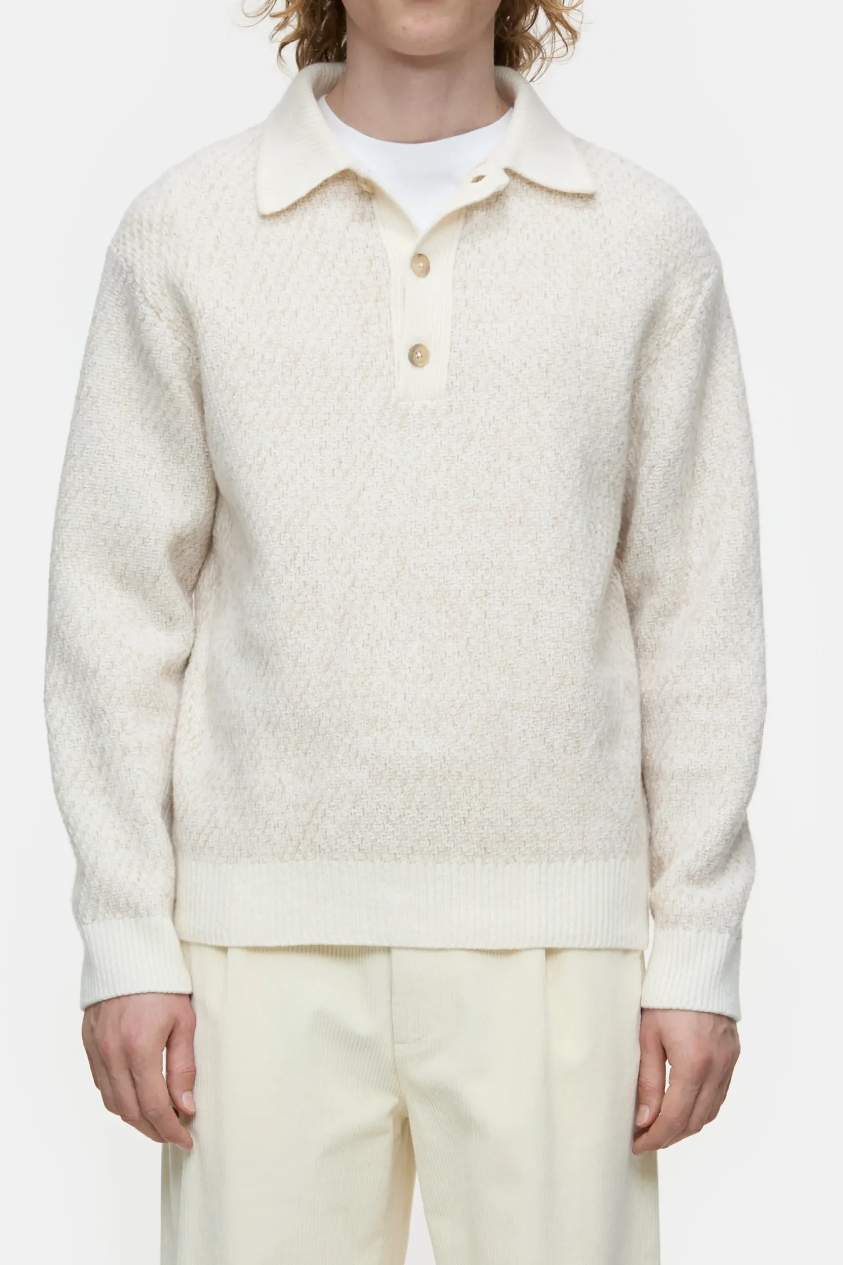 Closed Strick*Polo-Pullover aus Wolle Ivory