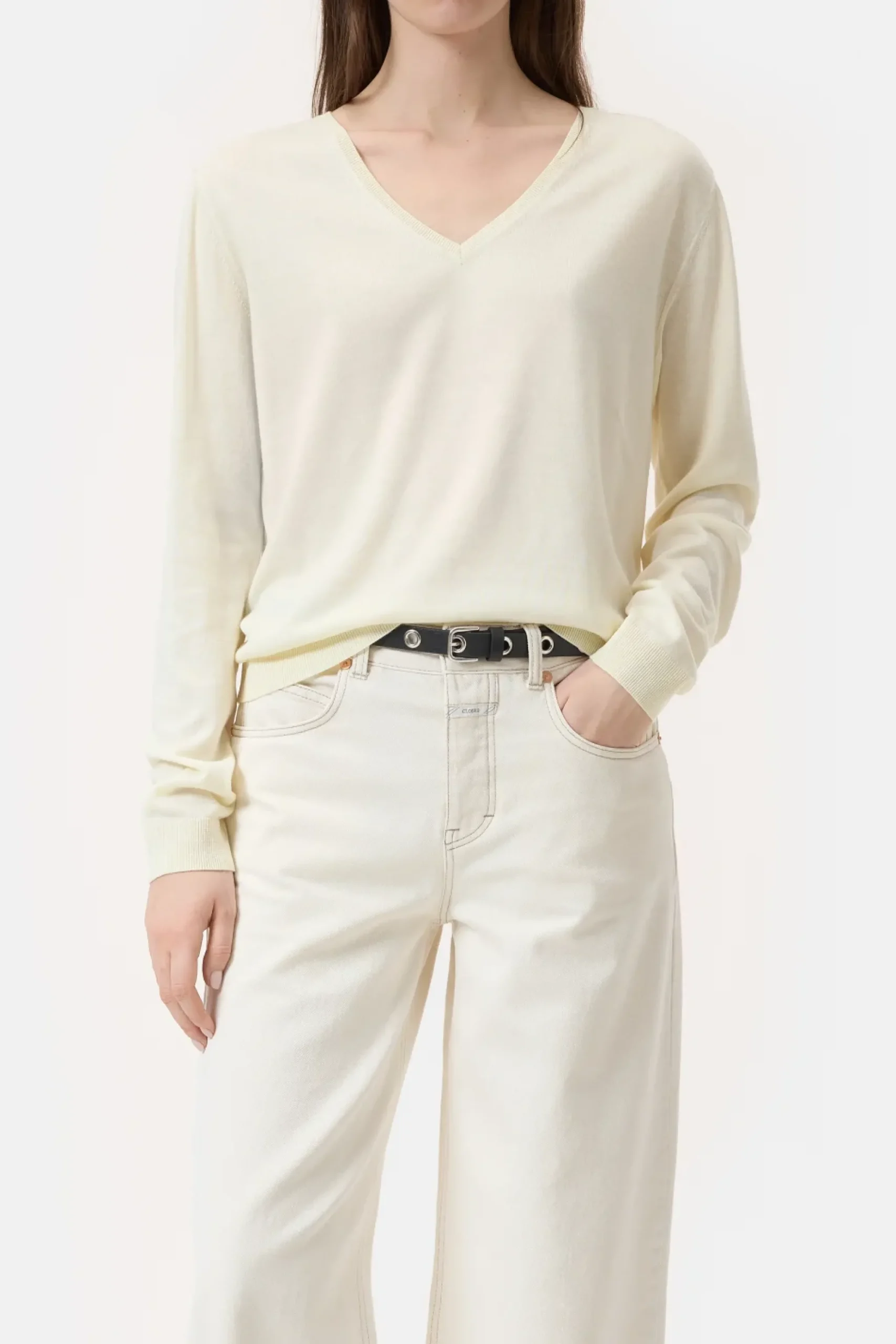 Closed Strick*Pullover aus Woll-Seiden-Mix Vanillabeige