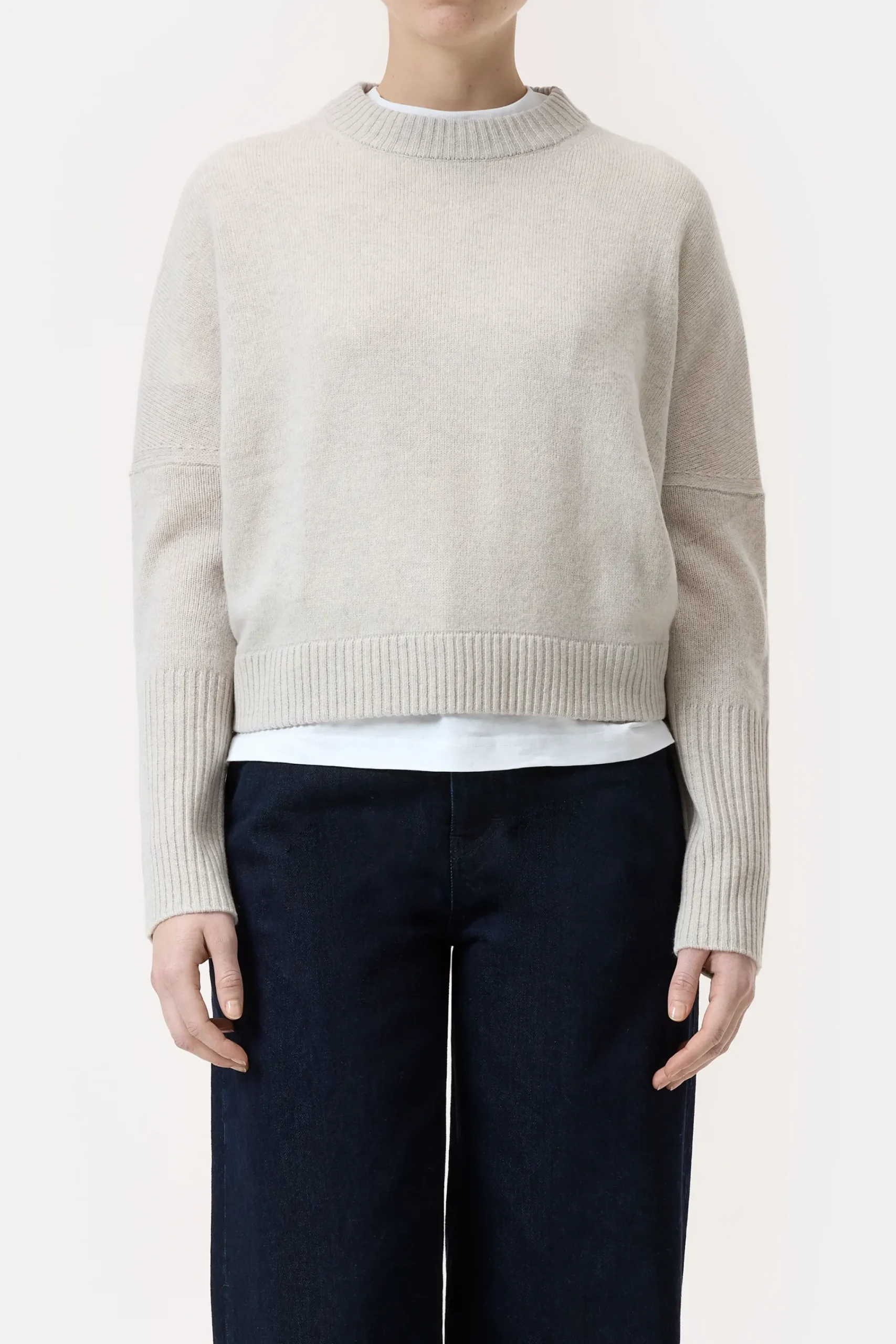 Closed Strick*Rundhalspullover aus Wolle Stonebeige