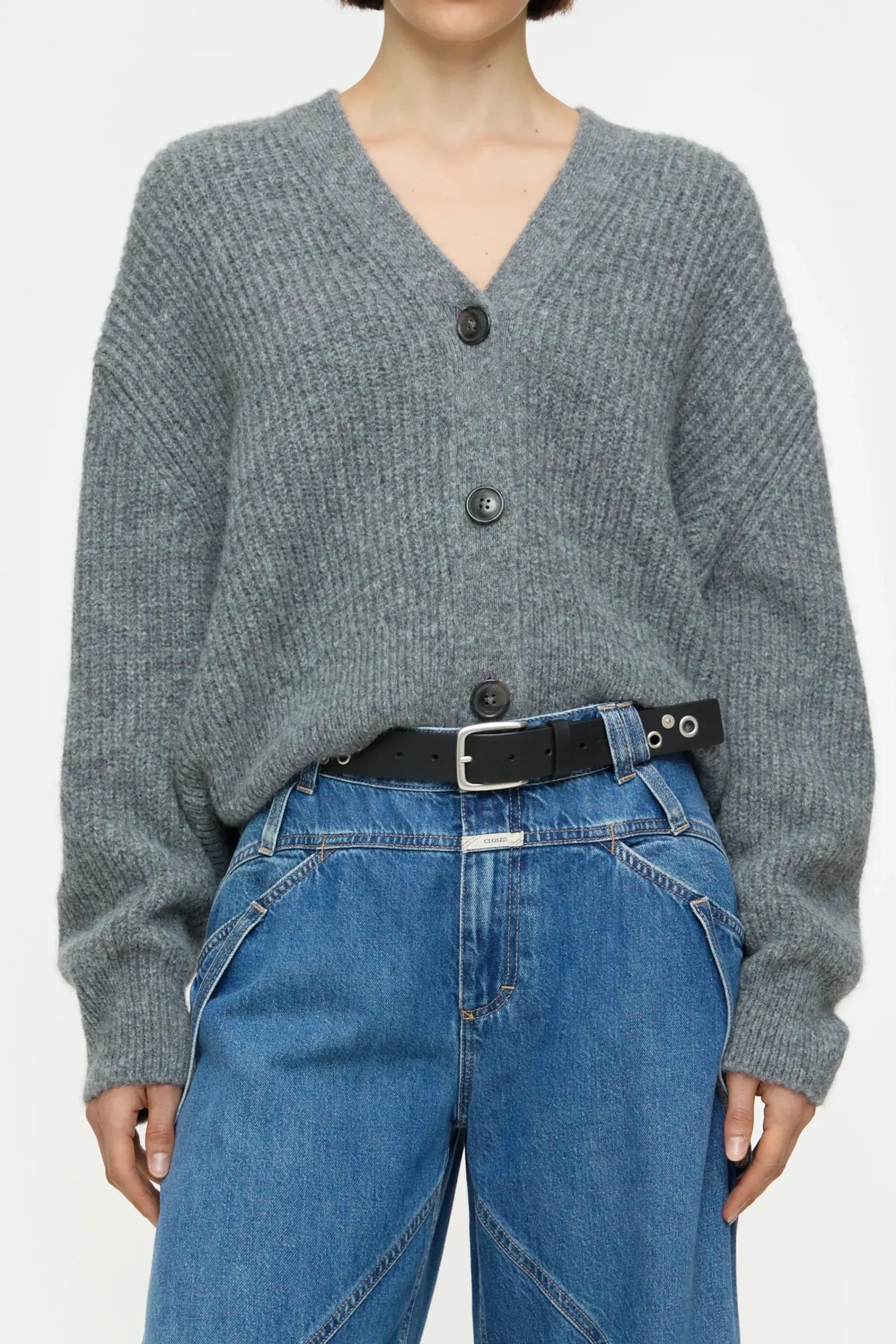 Closed Strick*Strickjacke aus Alpaka-Woll-Mix Greyheathermelange