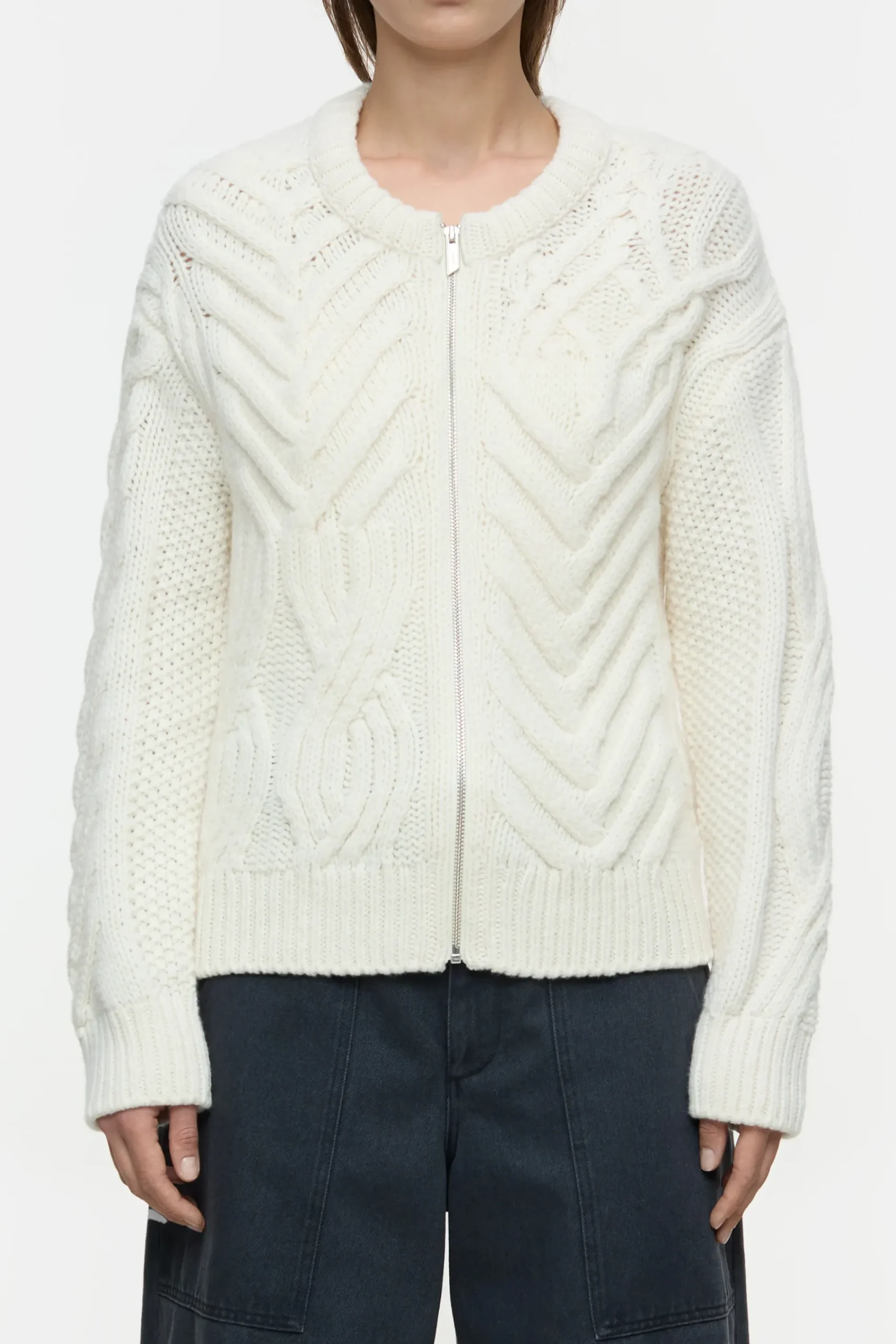 Closed Strick*Strickjacke mit Zopfmuster Ivory