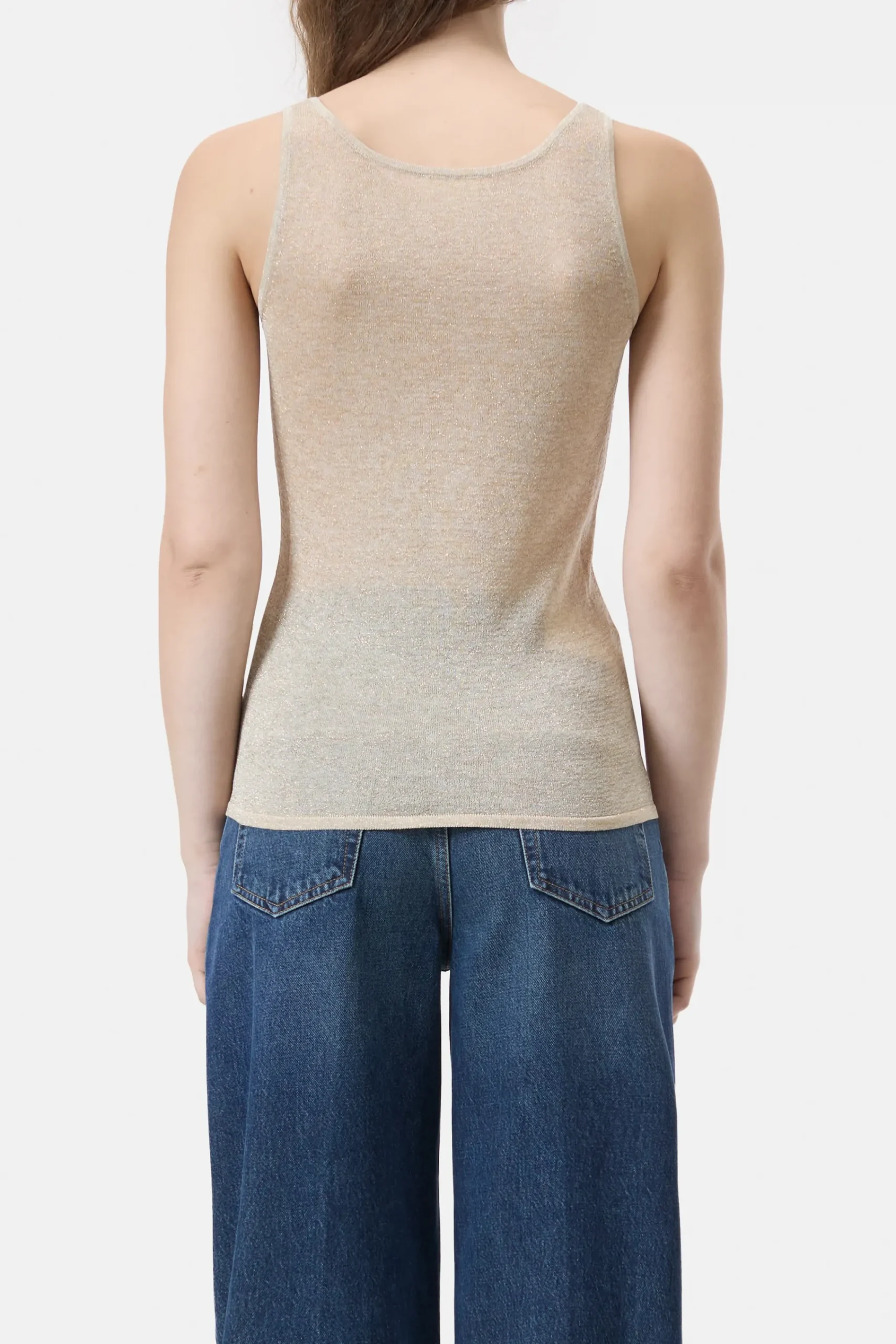 Closed Strick*Stricktop in Lurex-Optik Pearlbeige