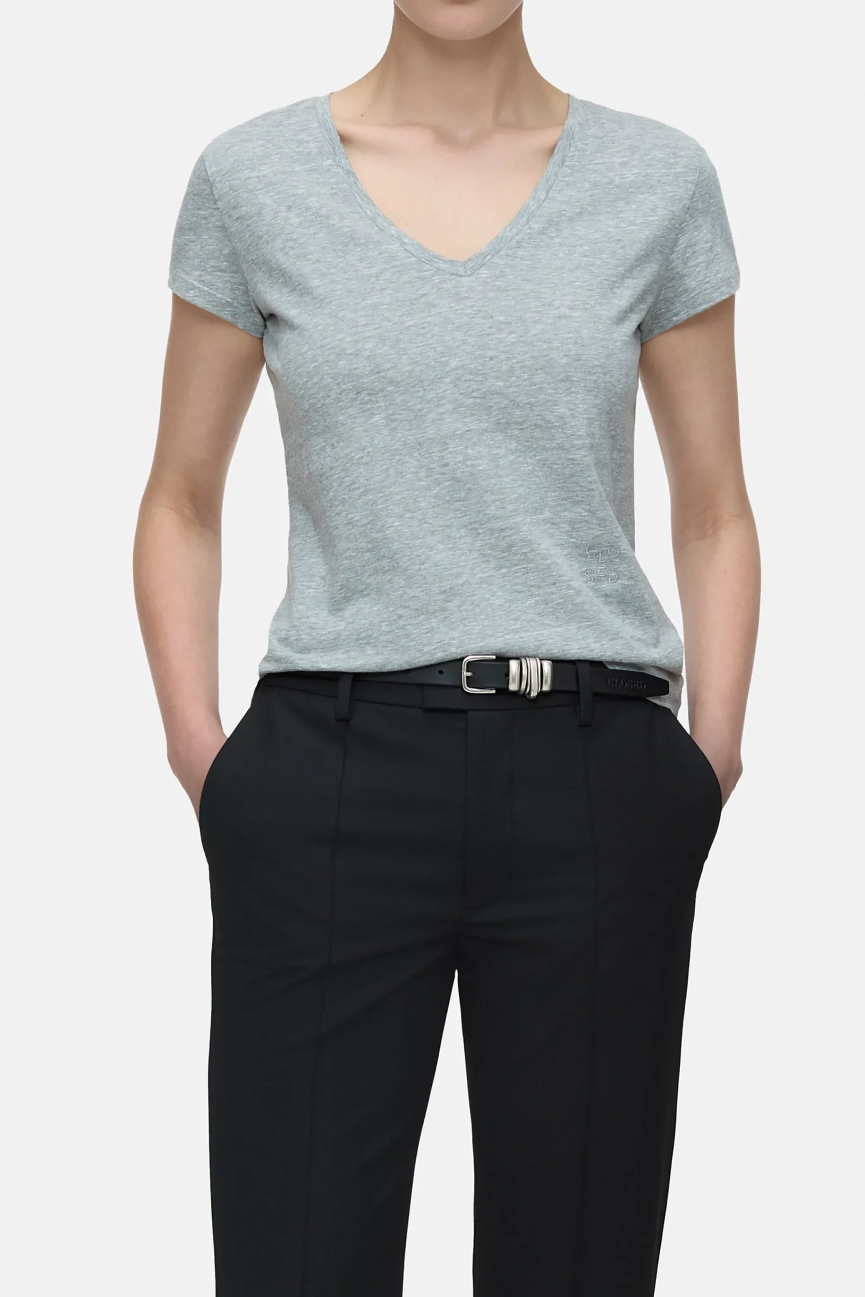 Closed T-shirts*T-Shirt aus Baumwoll-Mix Lightgreymelange