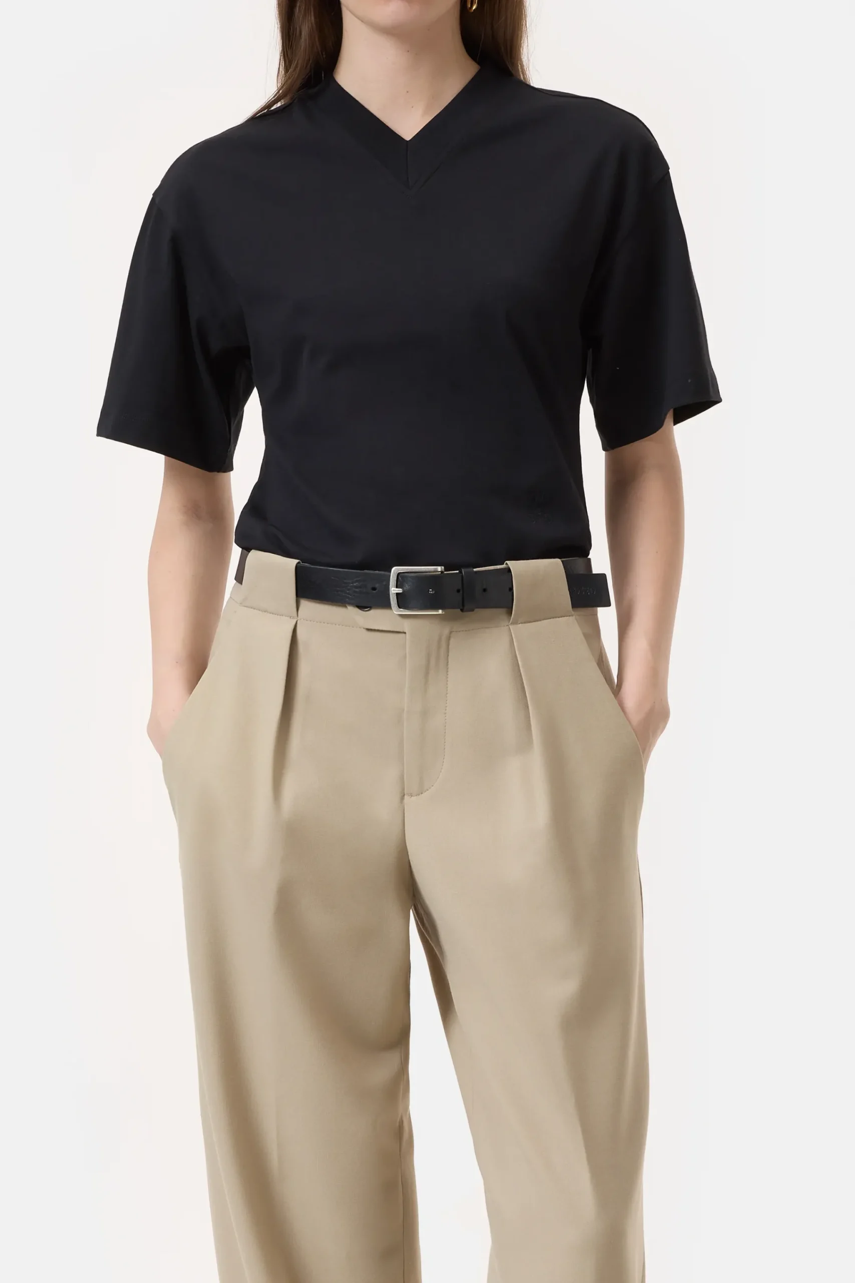 Closed T-shirts*T-Shirt mit V-Ausschnitt Black