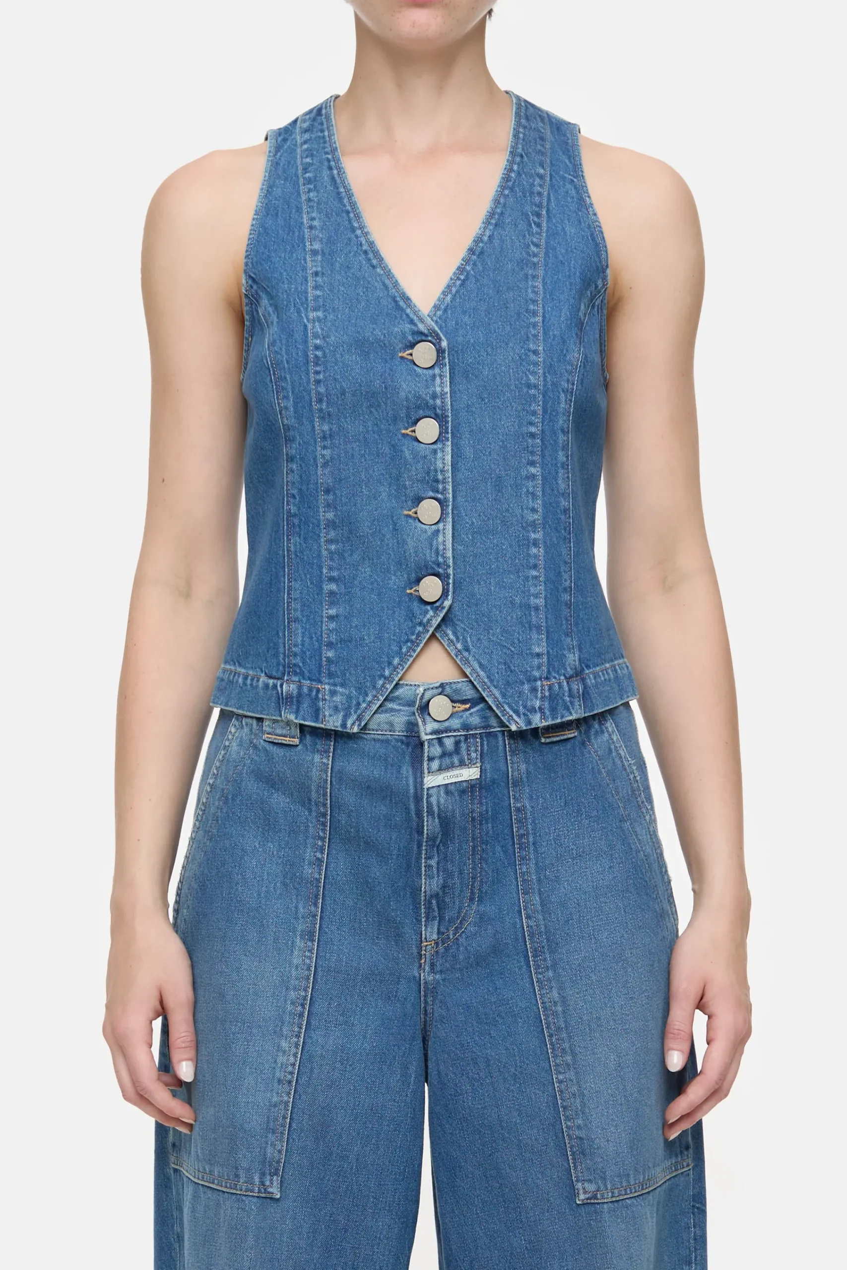 Closed Shirts & Blusen*Weste aus Denim Midblue