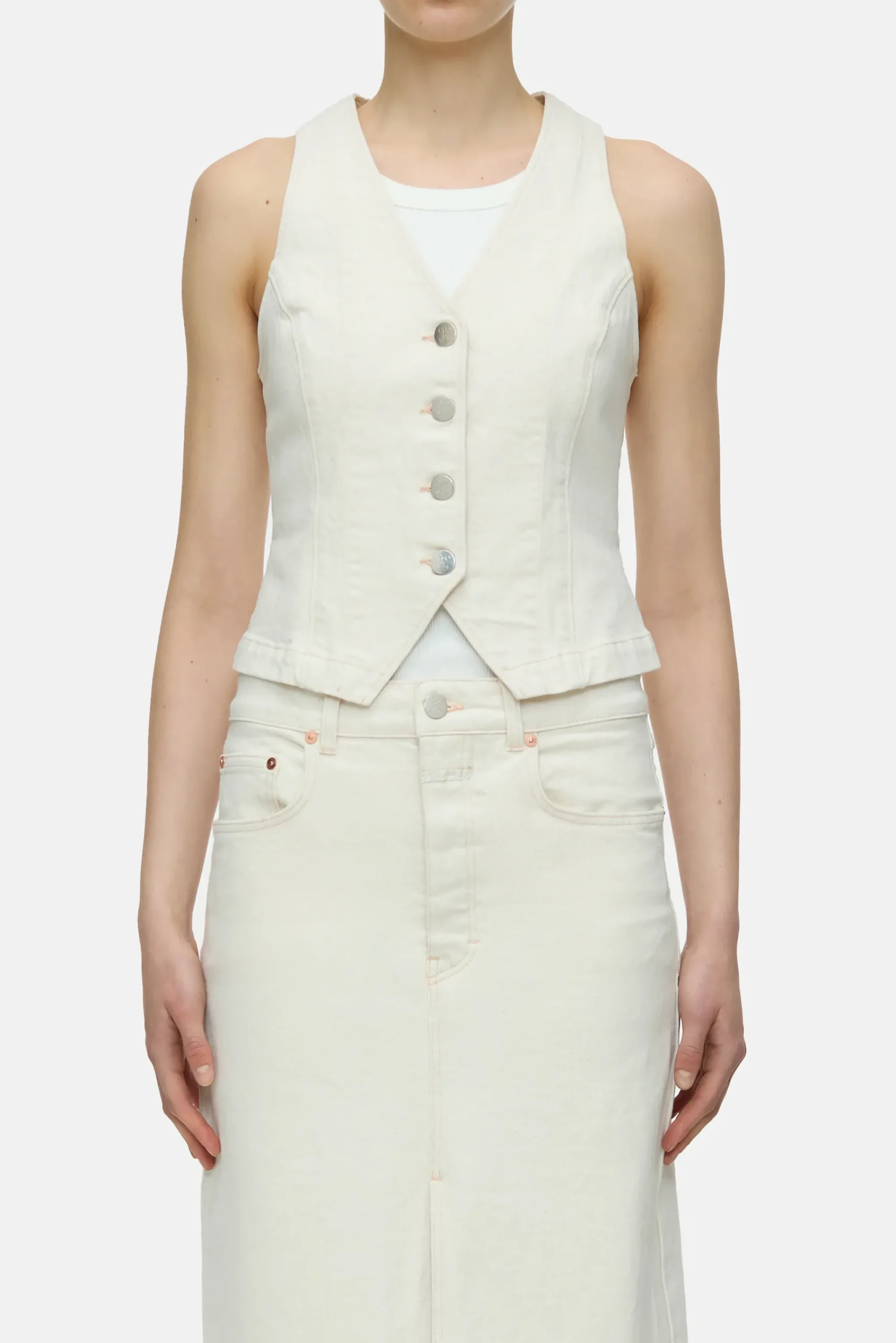 Closed Shirts & Blusen*Weste aus Denim Ivory