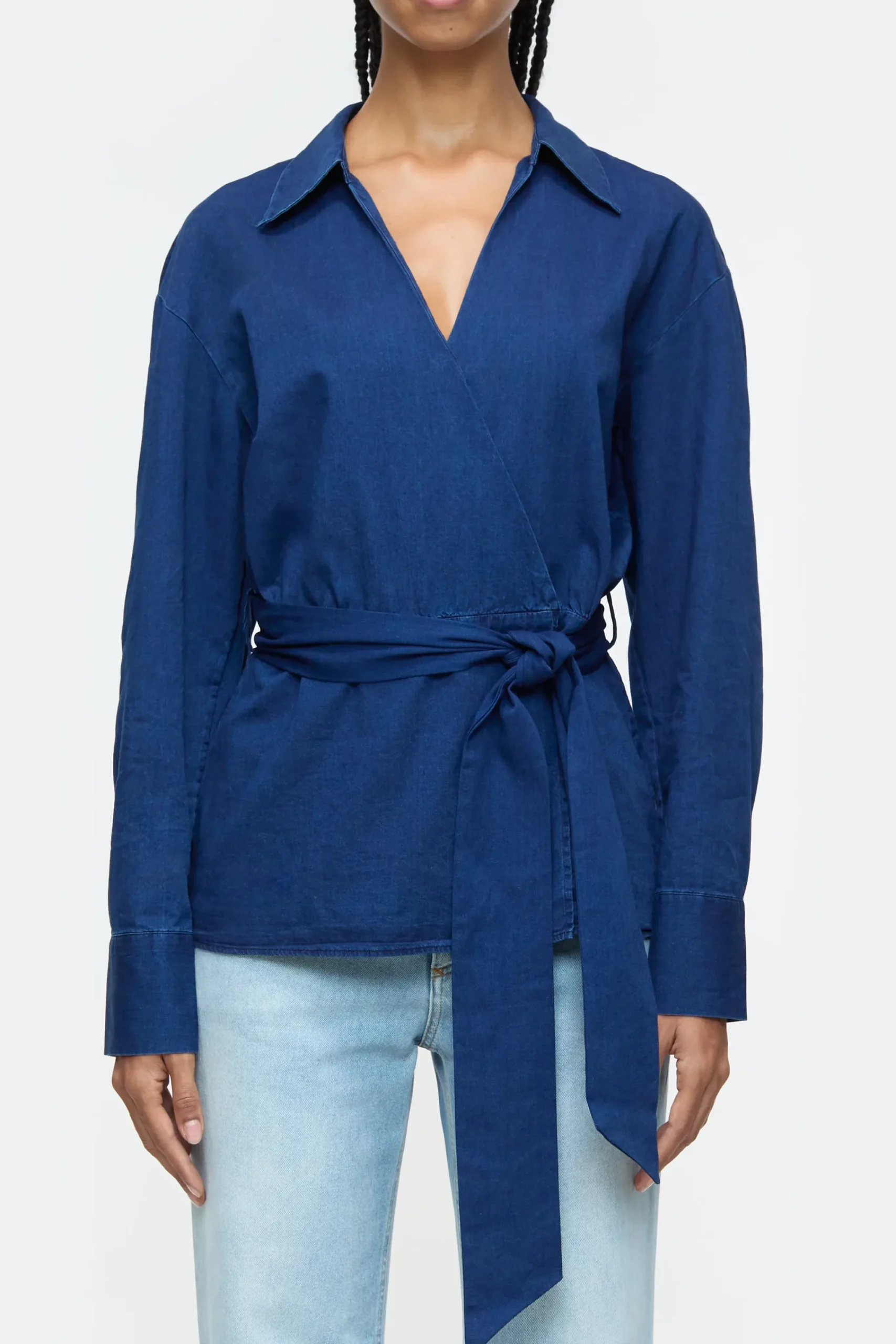 Closed Shirts & Blusen*Wickelbluse aus Denim Darkblue